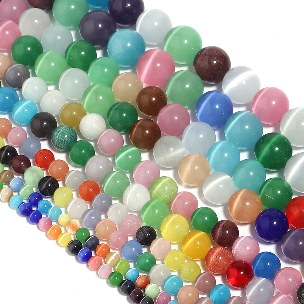 1 Strand 4/6/8/10/12mm Cat Eye Stone Beads Natural Stone Beads Loose Beads For Jewelry Making DIY Bracelets Necklace Accessories