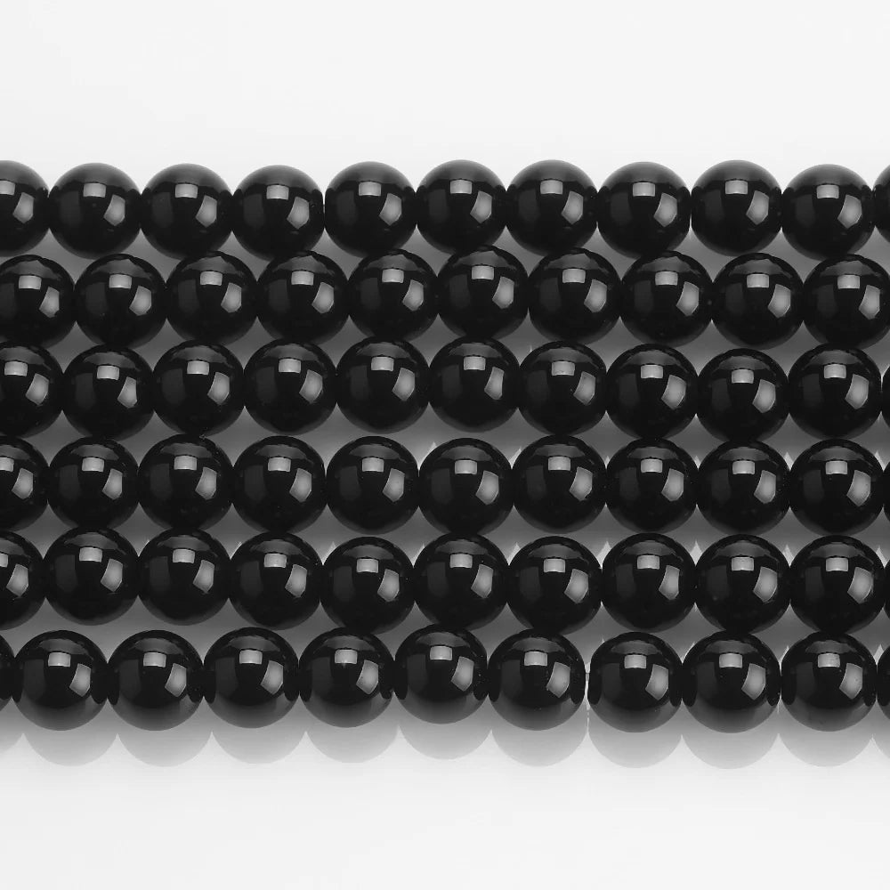 Natural White Black Stone Smooth Matte Agates Onyx Round Crystal Glass Beads for Jewelry Making 4/6/8/10/12mm DIY Bracelet 15''