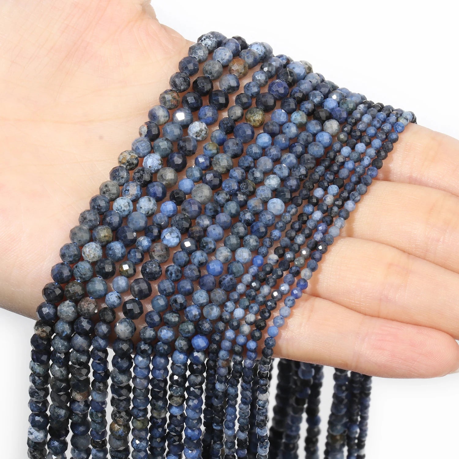 2 3 4 mm Blue Tiny Stone Bead Faceted Aquamarine Amazonite Lapis Lazuli Round Loose Spacer Beads Diy Bracelet Jewelry Making 15'