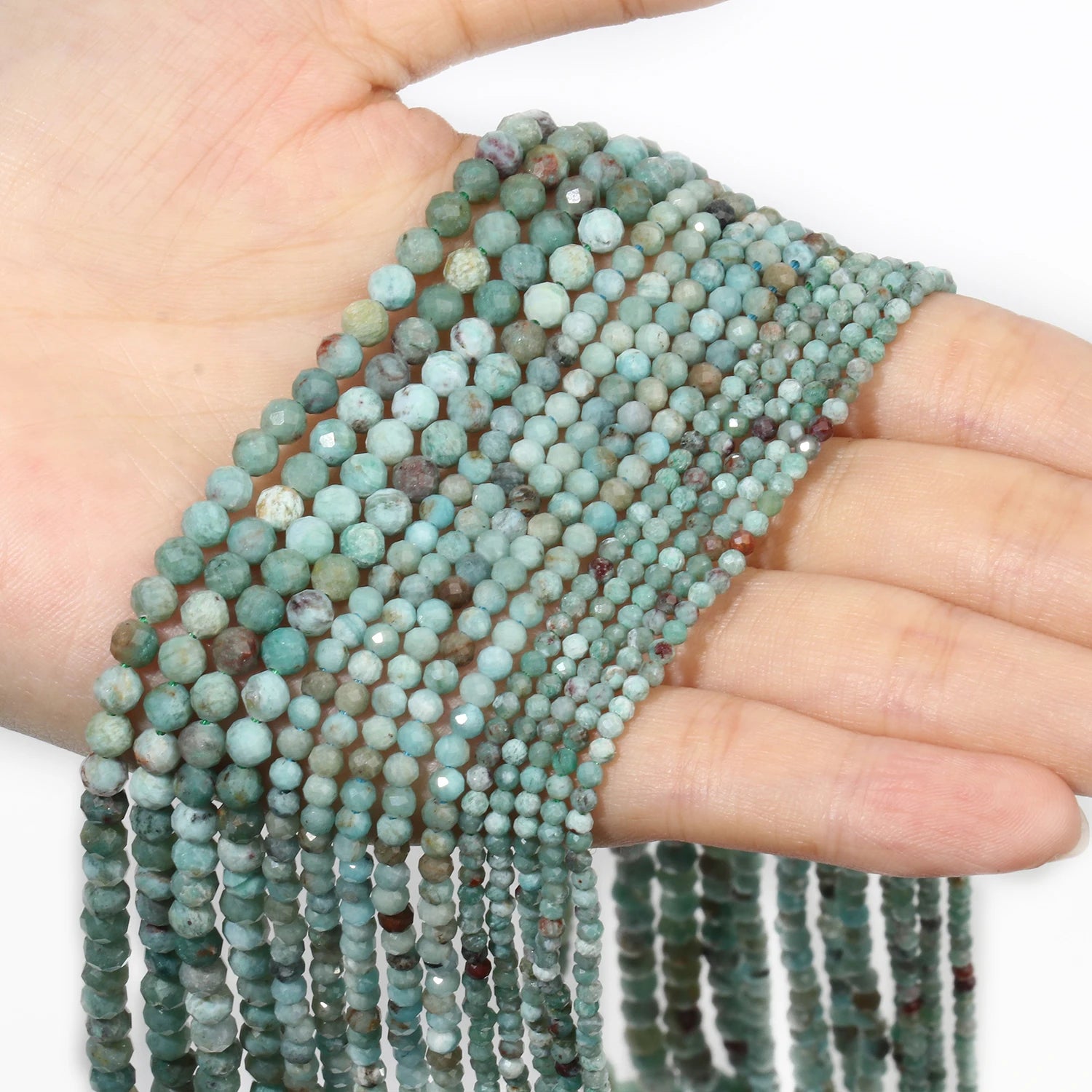 2 3 4 mm Blue Tiny Stone Bead Faceted Aquamarine Amazonite Lapis Lazuli Round Loose Spacer Beads Diy Bracelet Jewelry Making 15'