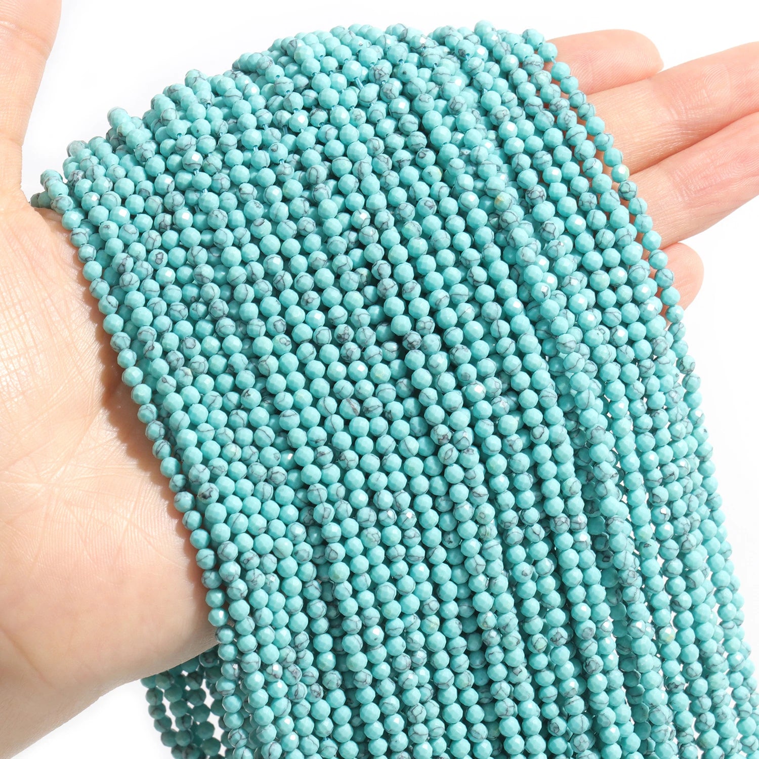 2 3 4 mm Blue Tiny Stone Bead Faceted Aquamarine Amazonite Lapis Lazuli Round Loose Spacer Beads Diy Bracelet Jewelry Making 15'