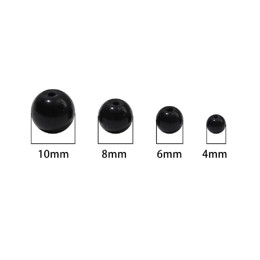 Natural White Black Stone Smooth Matte Agates Onyx Round Crystal Glass Beads for Jewelry Making 4/6/8/10/12mm DIY Bracelet 15''