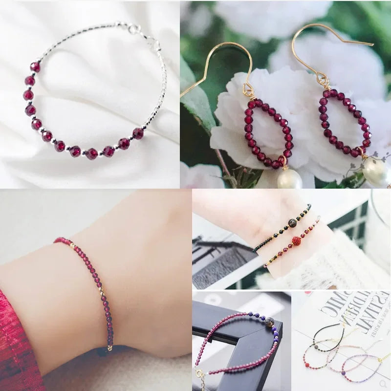 Natural Stone Beads Small Faceted Garnet Loose Beads 2 3 4 5mm For Bracelet Necklace Jewelry Making