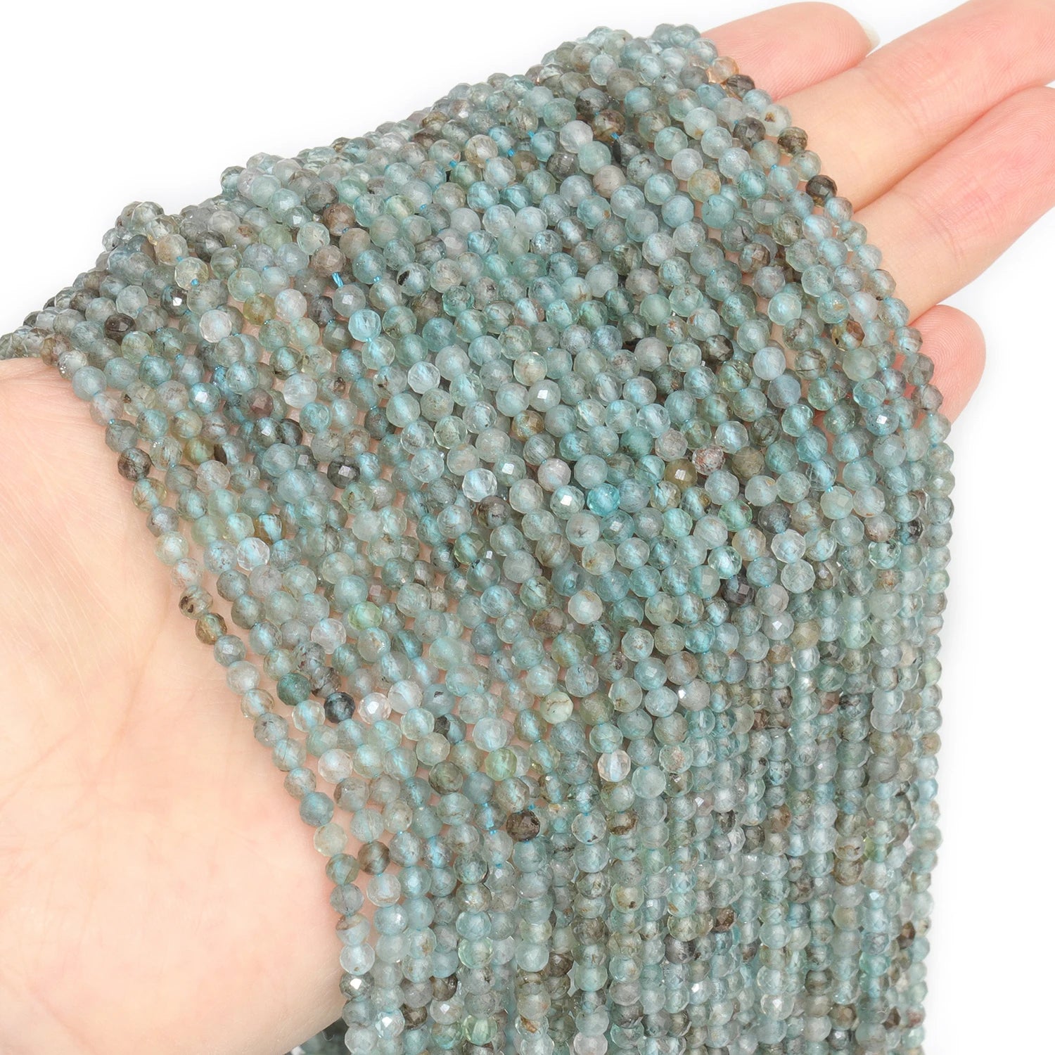 2 3 4 mm Blue Tiny Stone Bead Faceted Aquamarine Amazonite Lapis Lazuli Round Loose Spacer Beads Diy Bracelet Jewelry Making 15'