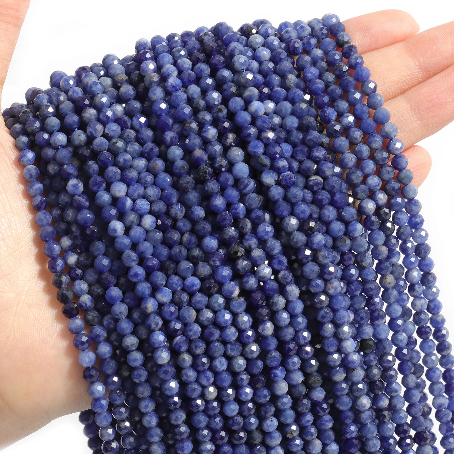 2 3 4 mm Blue Tiny Stone Bead Faceted Aquamarine Amazonite Lapis Lazuli Round Loose Spacer Beads Diy Bracelet Jewelry Making 15'