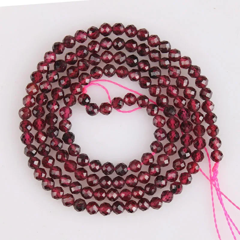 Natural Stone Beads Small Faceted Garnet Loose Beads 2 3 4 5mm For Bracelet Necklace Jewelry Making