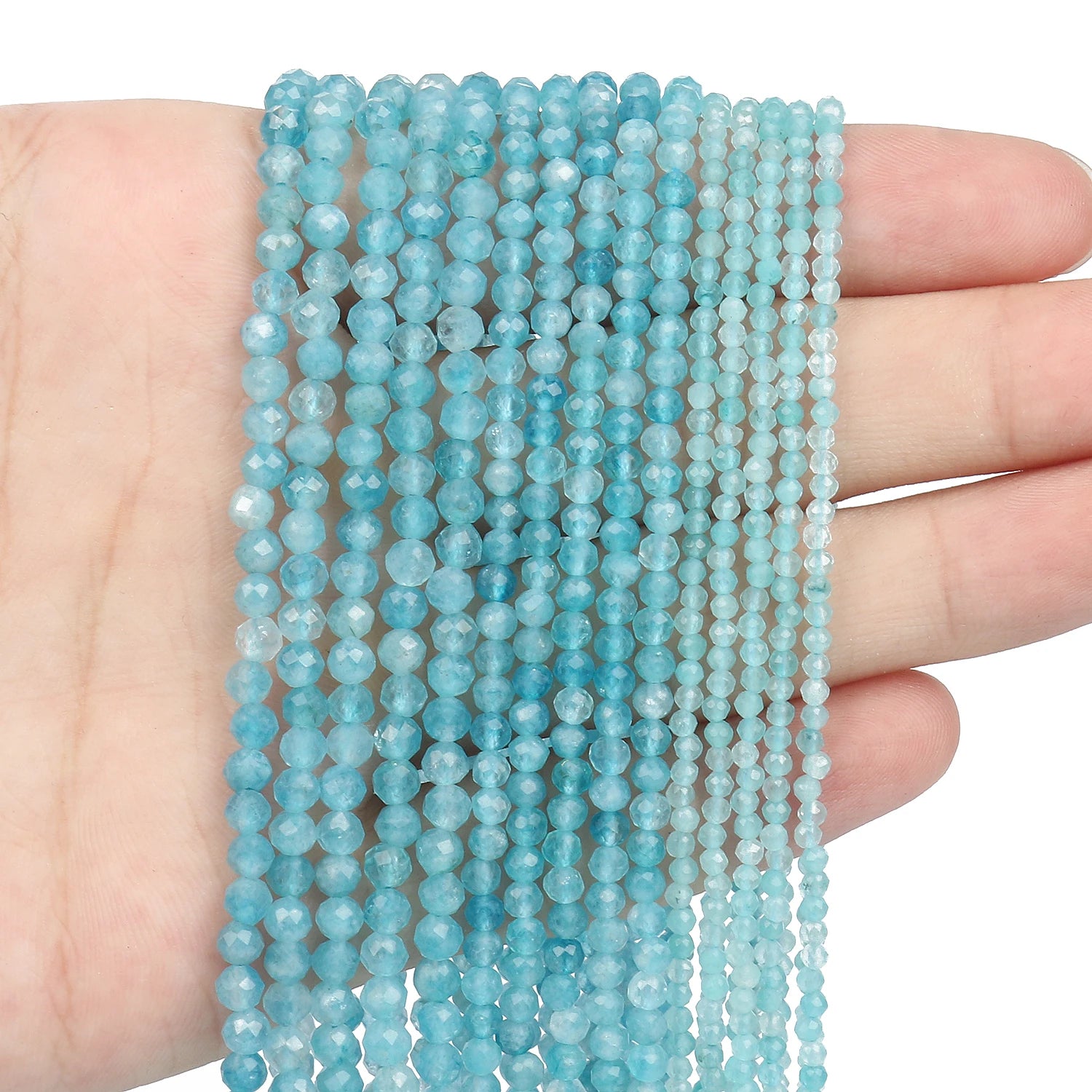 2 3 4 mm Blue Tiny Stone Bead Faceted Aquamarine Amazonite Lapis Lazuli Round Loose Spacer Beads Diy Bracelet Jewelry Making 15'