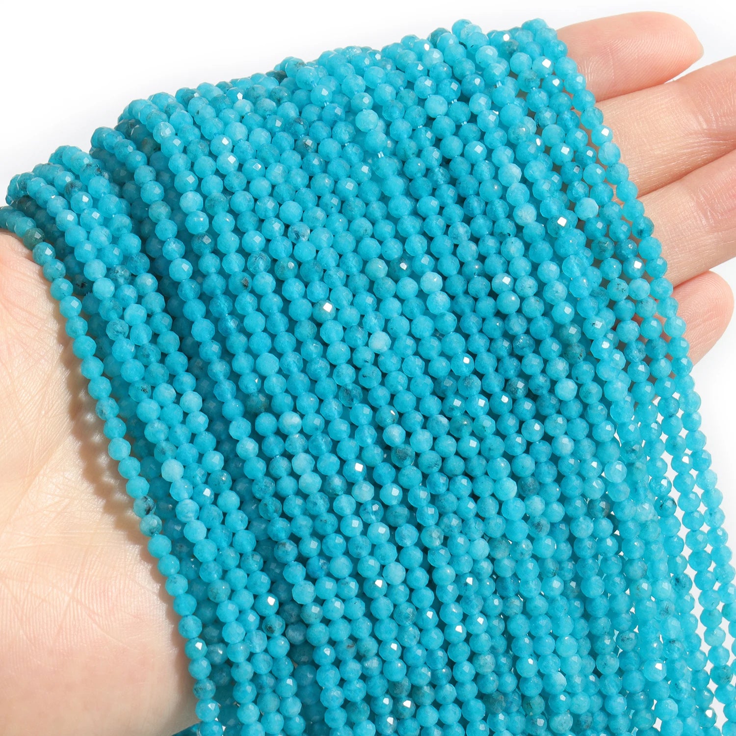 2 3 4 mm Blue Tiny Stone Bead Faceted Aquamarine Amazonite Lapis Lazuli Round Loose Spacer Beads Diy Bracelet Jewelry Making 15'