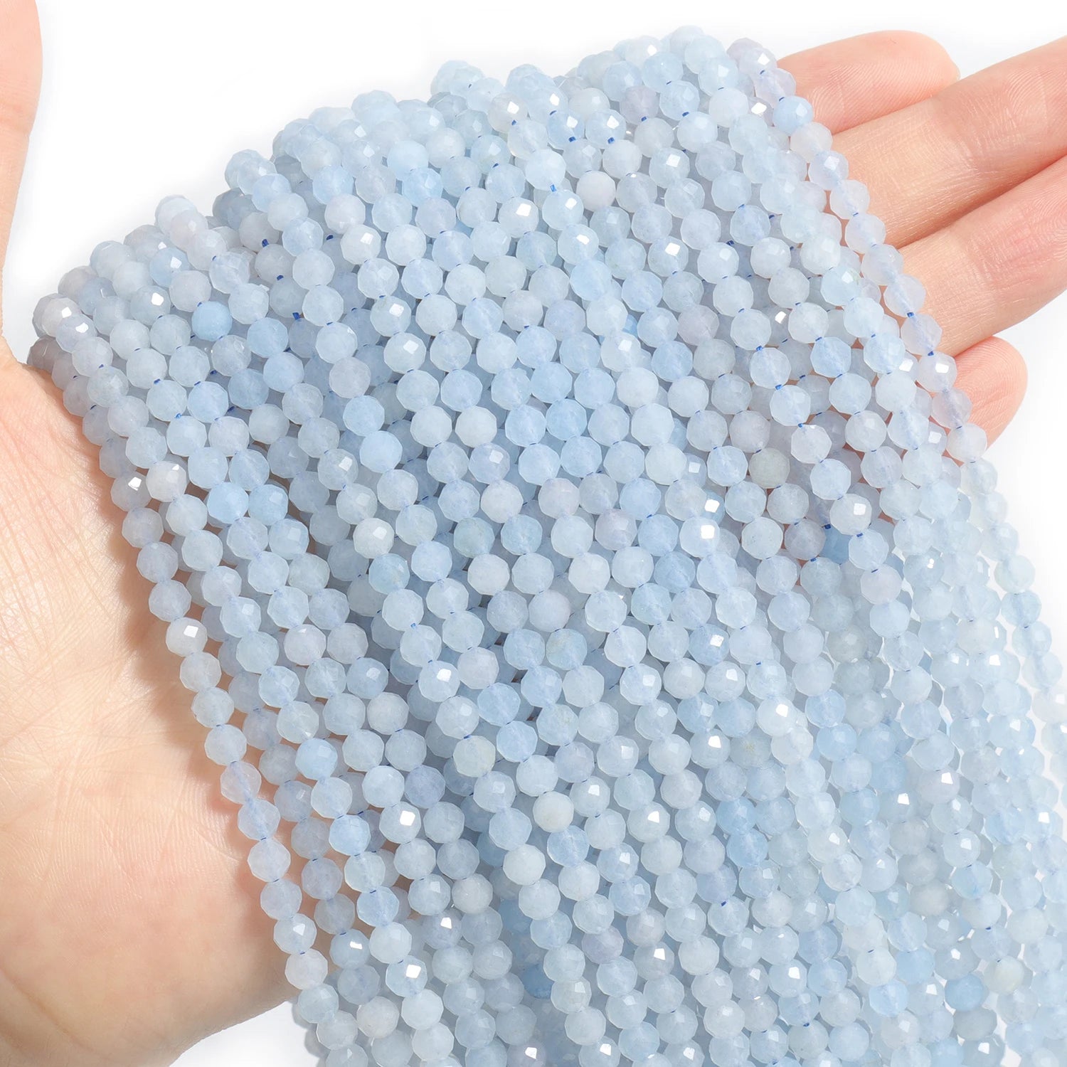 2 3 4 mm Blue Tiny Stone Bead Faceted Aquamarine Amazonite Lapis Lazuli Round Loose Spacer Beads Diy Bracelet Jewelry Making 15'