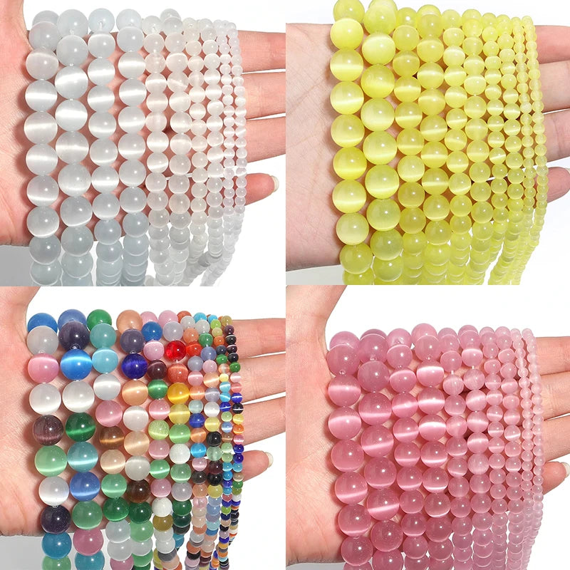1 Strand 4/6/8/10/12mm Cat Eye Stone Beads Natural Stone Beads Loose Beads For Jewelry Making DIY Bracelets Necklace Accessories