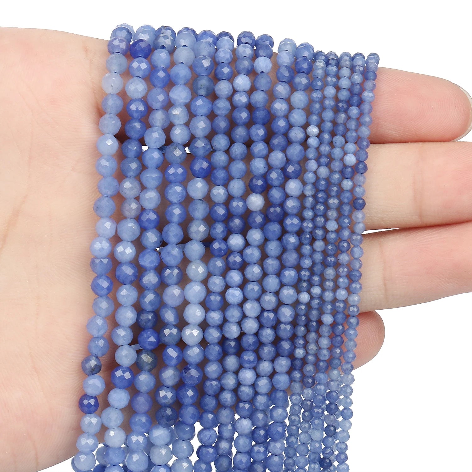 2 3 4 mm Blue Tiny Stone Bead Faceted Aquamarine Amazonite Lapis Lazuli Round Loose Spacer Beads Diy Bracelet Jewelry Making 15'