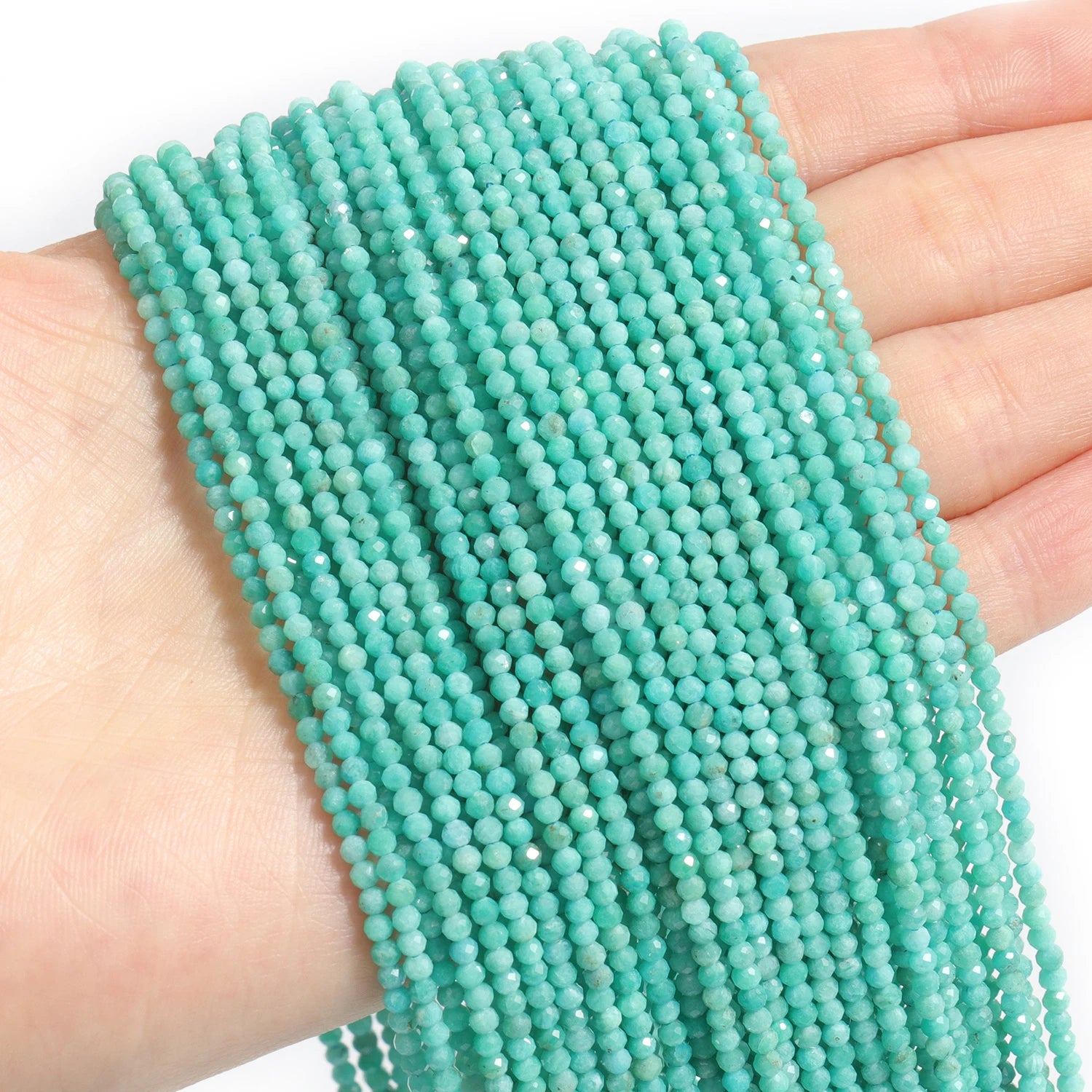 2 3 4 mm Blue Tiny Stone Bead Faceted Aquamarine Amazonite Lapis Lazuli Round Loose Spacer Beads Diy Bracelet Jewelry Making 15'