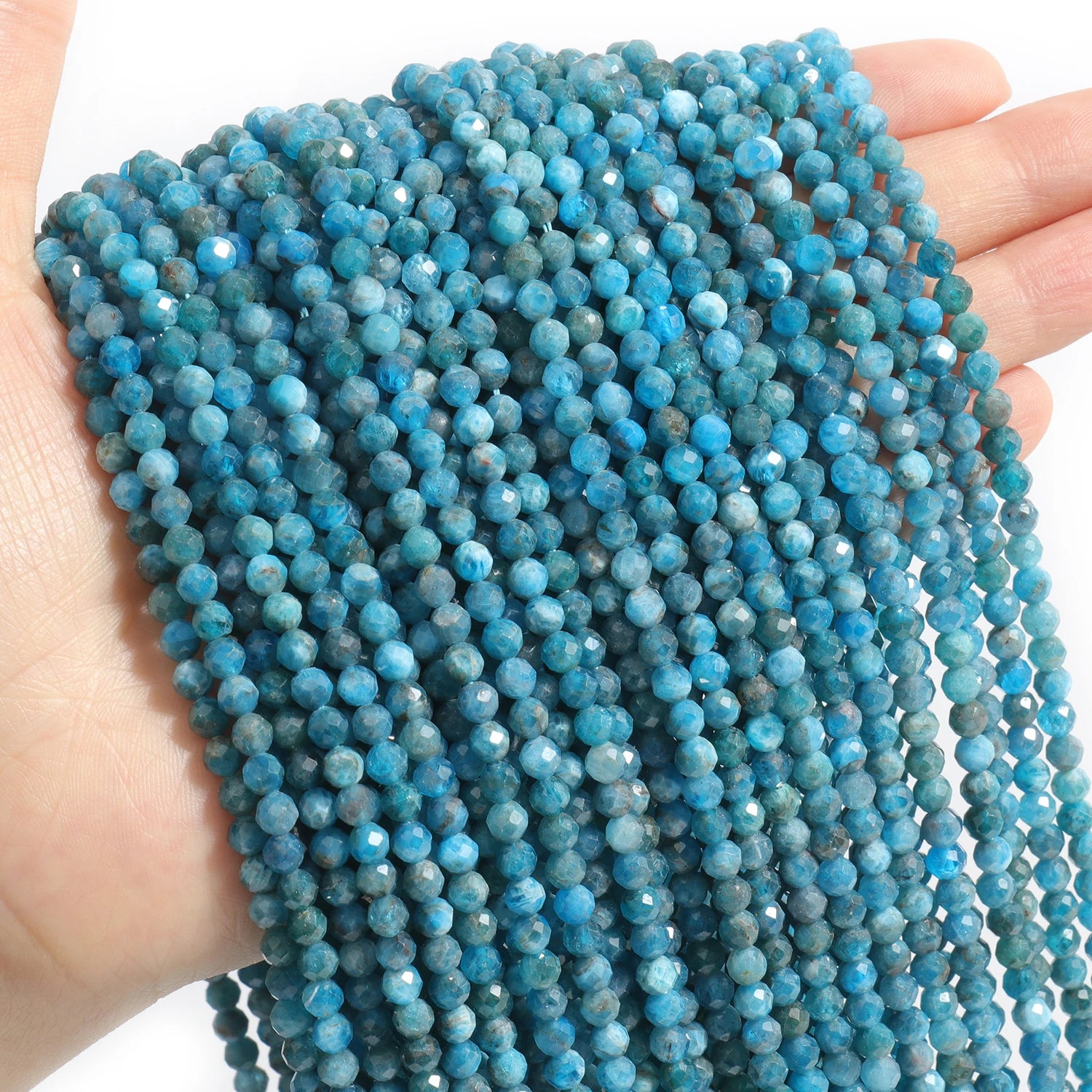 2 3 4 mm Blue Tiny Stone Bead Faceted Aquamarine Amazonite Lapis Lazuli Round Loose Spacer Beads Diy Bracelet Jewelry Making 15'