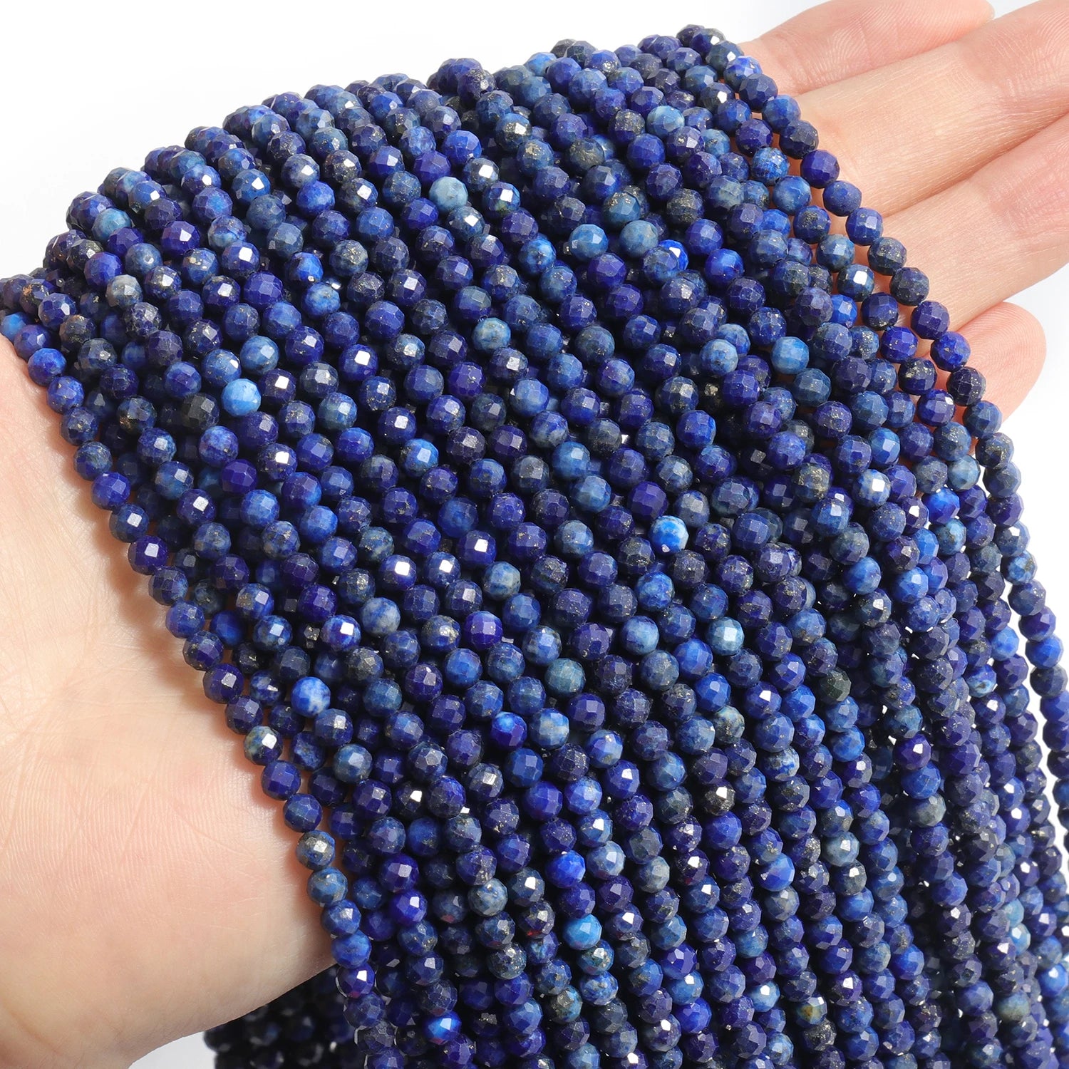 2 3 4 mm Blue Tiny Stone Bead Faceted Aquamarine Amazonite Lapis Lazuli Round Loose Spacer Beads Diy Bracelet Jewelry Making 15'
