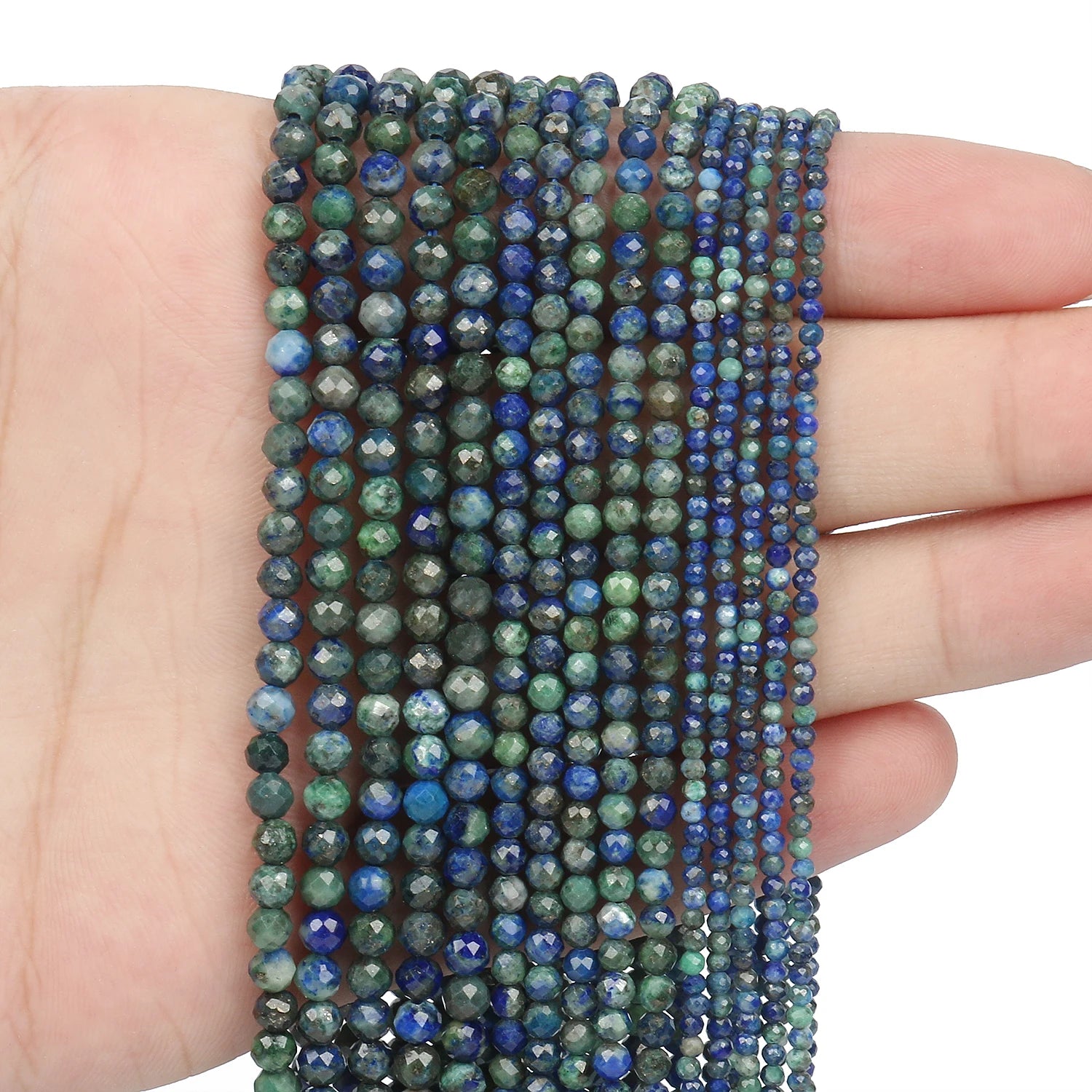 2 3 4 mm Blue Tiny Stone Bead Faceted Aquamarine Amazonite Lapis Lazuli Round Loose Spacer Beads Diy Bracelet Jewelry Making 15'