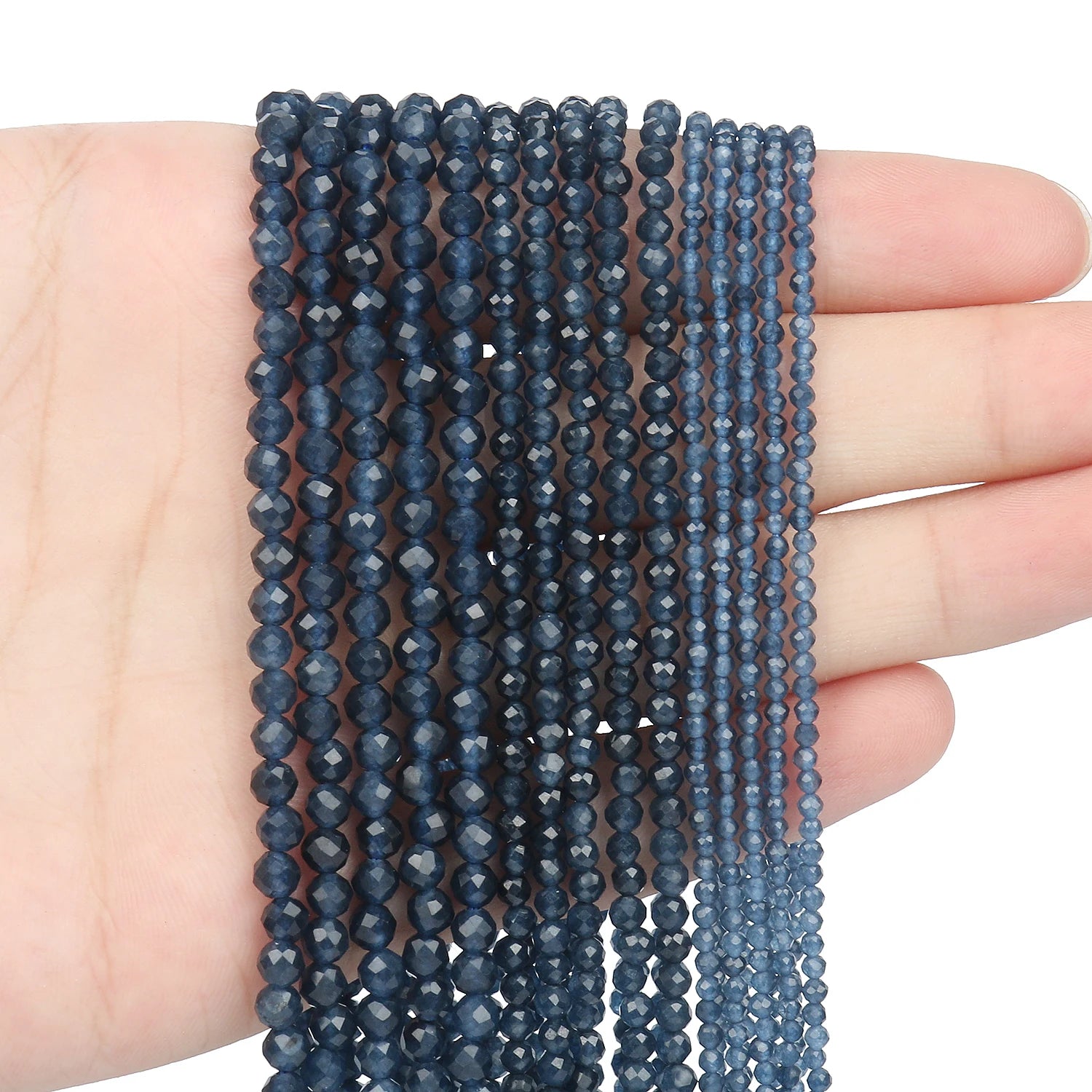 2 3 4 mm Blue Tiny Stone Bead Faceted Aquamarine Amazonite Lapis Lazuli Round Loose Spacer Beads Diy Bracelet Jewelry Making 15'