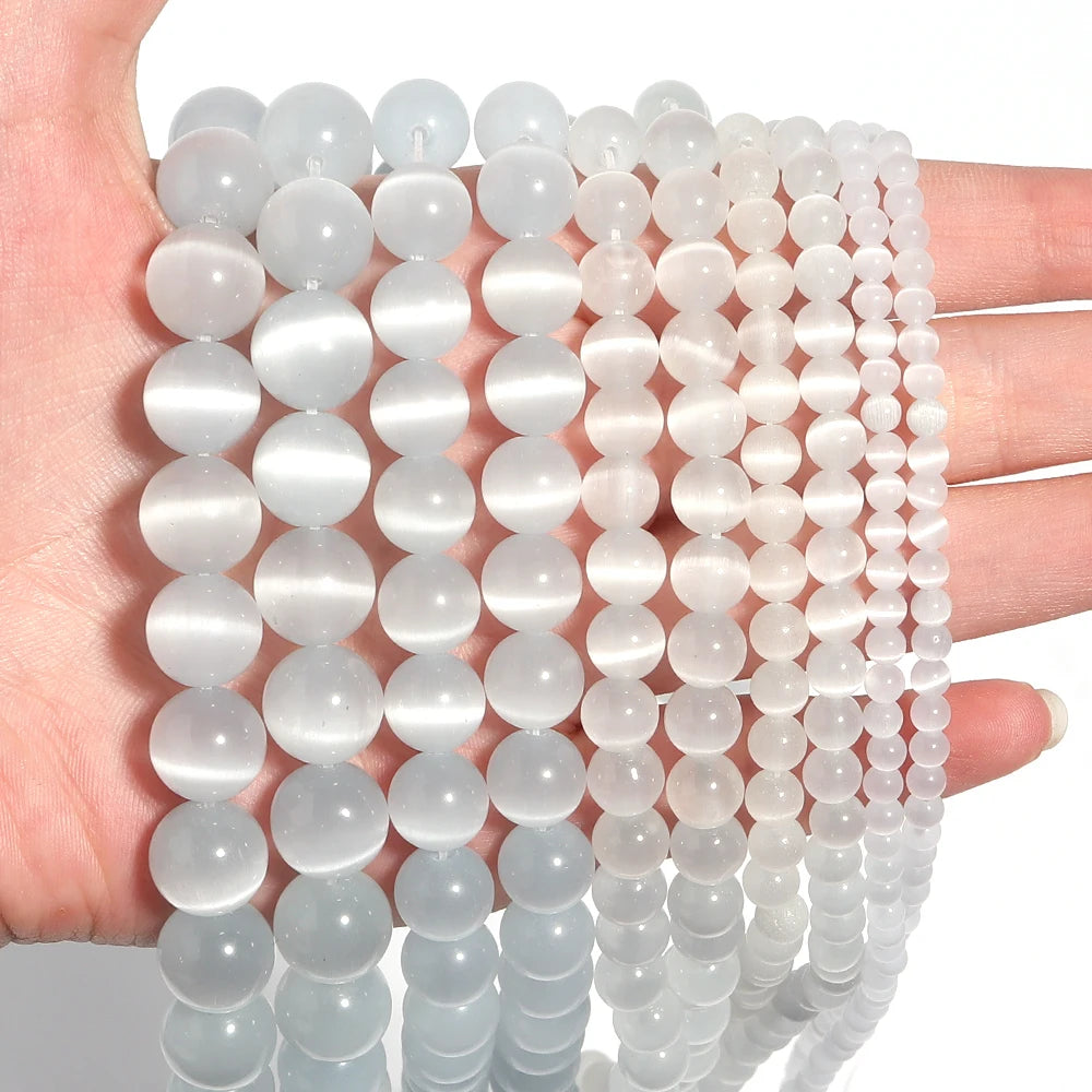 1 Strand 4/6/8/10/12mm Cat Eye Stone Beads Natural Stone Beads Loose Beads For Jewelry Making DIY Bracelets Necklace Accessories